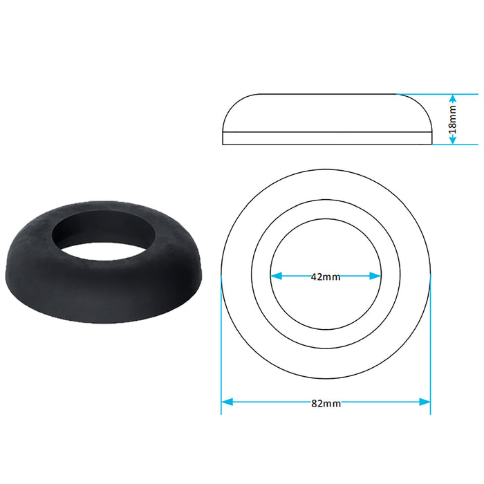 Toilet Cistern Seal Kit 100mm M6 Bolt Through 1.5" Rubber Dome 2" Foam Washer Set