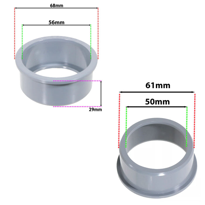 110mm Soil Pipe Reducer + 50mm Boss Adaptor Solvent Waste Push Fit Seal Kit (Grey)