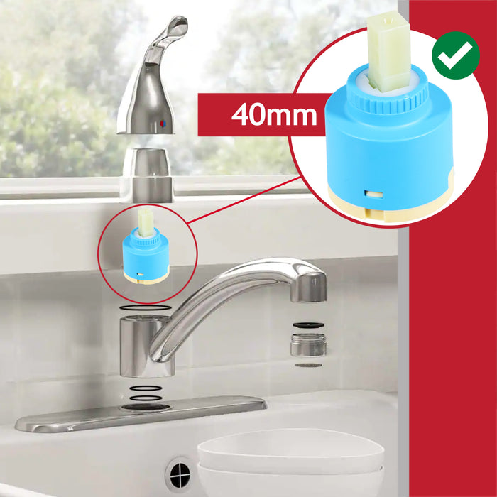 Mixer Tap Cartridge 40mm Single Monobloc Sink Basin Bath Hot Cold Water Valve