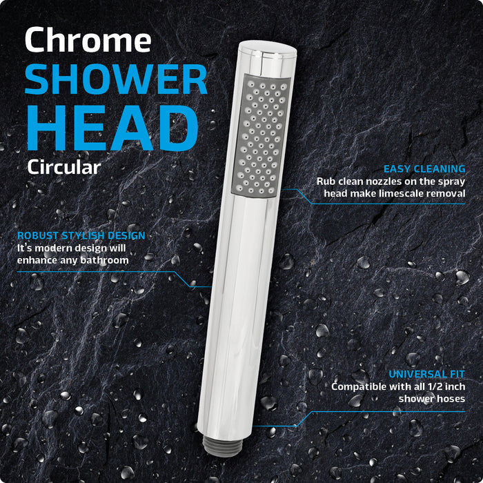 Shower Head Round Slim Chrome 1/2inch Single Spray Thin Showerhead