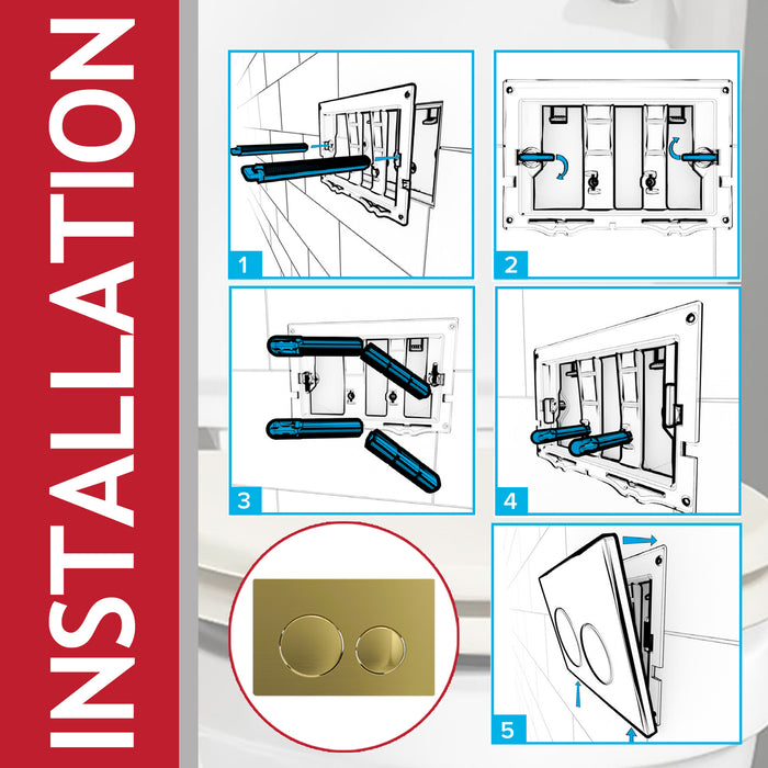 Luxury Flush Plate Kit for Concealed Toilet Cistern Wall Hung Frame (Brushed Brass, 245mm x 165mm)