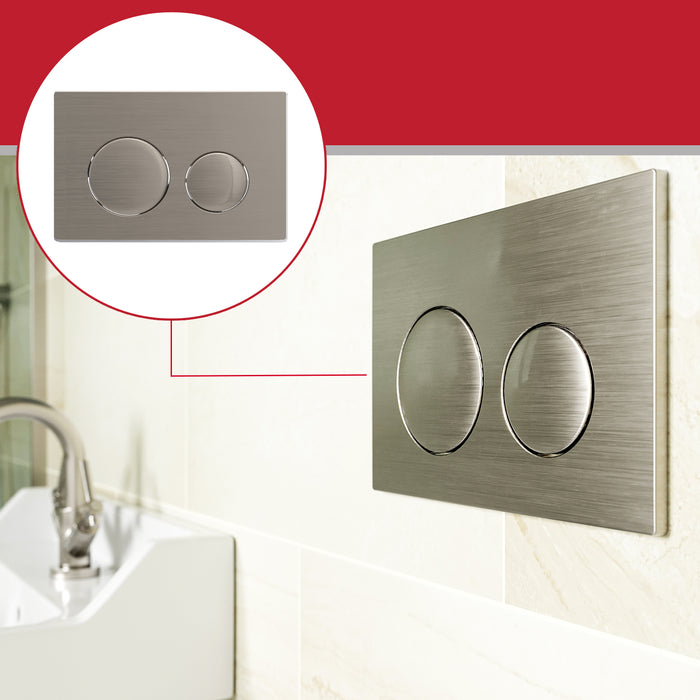 Luxury Flush Plate Kit for Concealed Toilet Cistern Wall Hung Frame (Brushed Nickel, 245mm x 165mm)