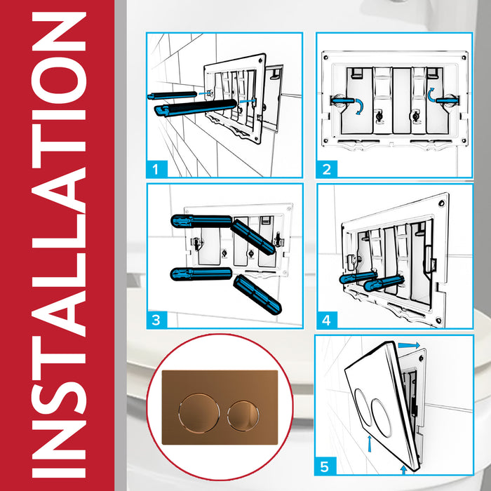 Luxury Flush Plate Kit for Concealed Toilet Cistern Wall Hung Frame (Brushed Copper, 245mm x 165mm)
