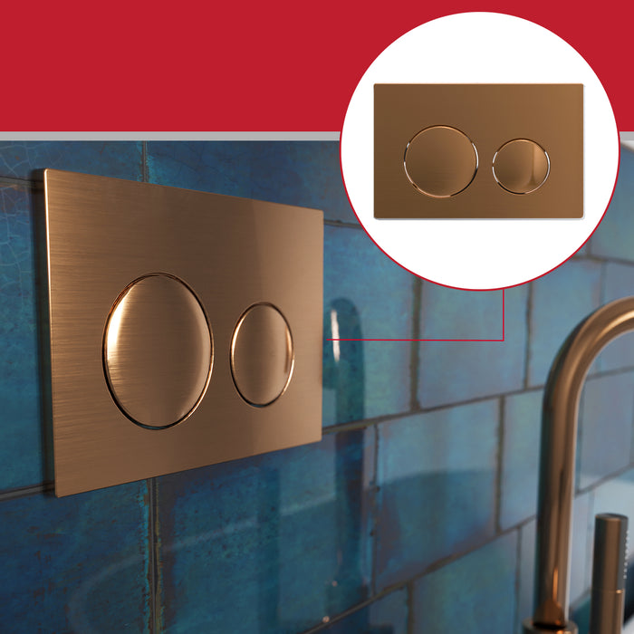 Luxury Flush Plate Kit for Concealed Toilet Cistern Wall Hung Frame (Brushed Copper, 245mm x 165mm)