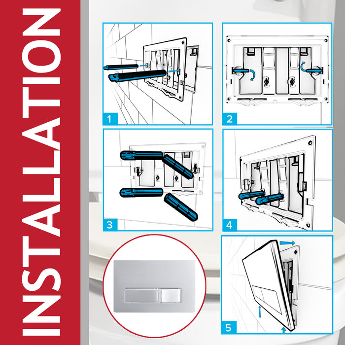 Luxury Concealed Toilet Cistern Flush Plate Kit for Wall Hung Frame (Chrome Silver, 245mm x 165mm)