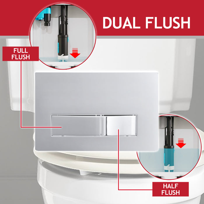 Luxury Concealed Toilet Cistern Flush Plate Kit for Wall Hung Frame (Chrome Silver, 245mm x 165mm)