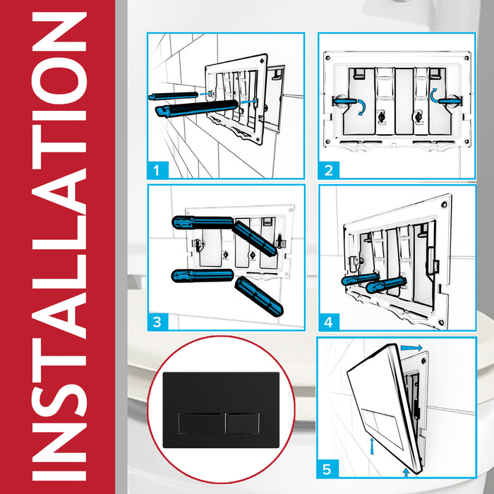 Luxury Concealed Toilet Cistern Flush Plate Kit for Wall Hung Frame (Matt Black, 245mm x 165mm)