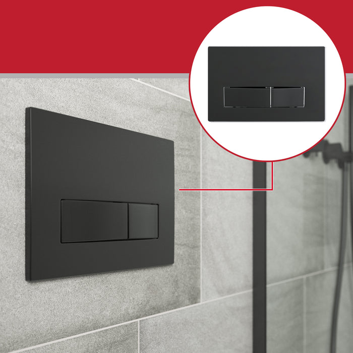 Luxury Concealed Toilet Cistern Flush Plate Kit for Wall Hung Frame (Matt Black, 245mm x 165mm)