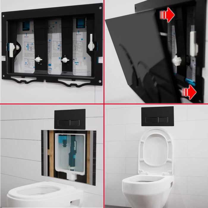 Luxury Concealed Toilet Cistern Flush Plate Kit for Wall Hung Frame (Matt Black, 245mm x 165mm)