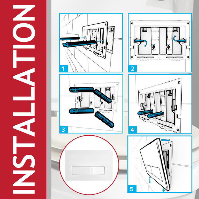 Luxury Concealed Toilet Cistern Flush Plate Kit for Wall Hung Frame (Gloss White, 245mm x 165mm)