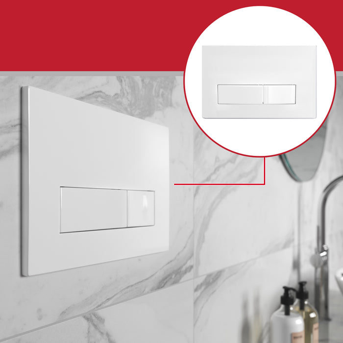 Luxury Concealed Toilet Cistern Flush Plate Kit for Wall Hung Frame (Gloss White, 245mm x 165mm)