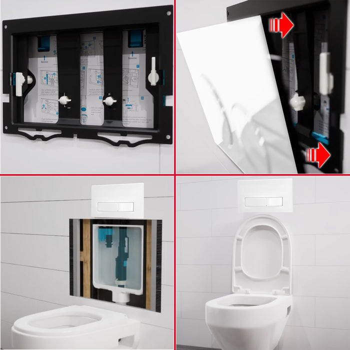 Luxury Concealed Toilet Cistern Flush Plate Kit for Wall Hung Frame (Gloss White, 245mm x 165mm)