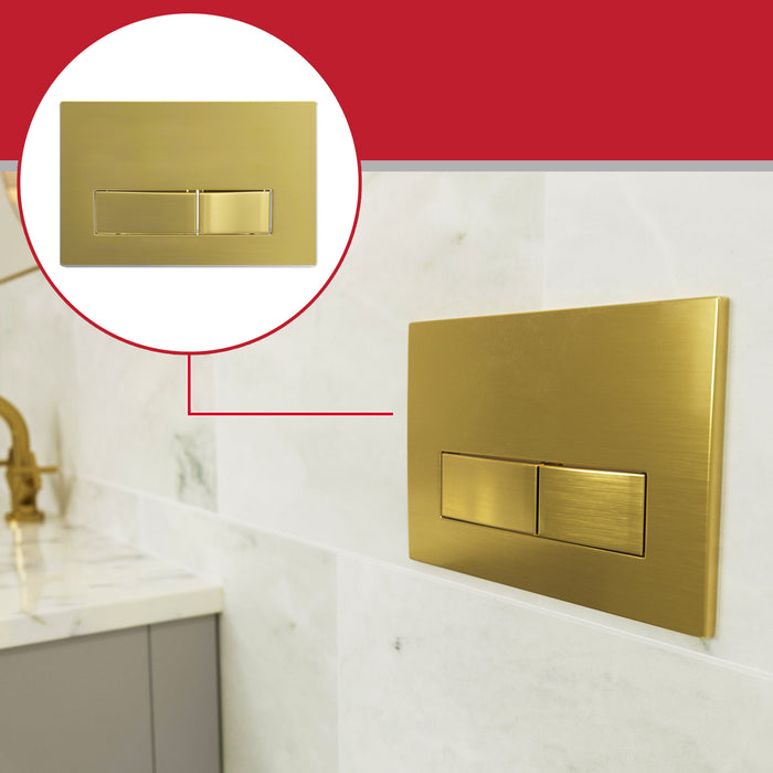 Luxury Concealed Toilet Cistern Flush Plate Kit for Wall Hung Frame (Brushed Brass, 245mm x 165mm)