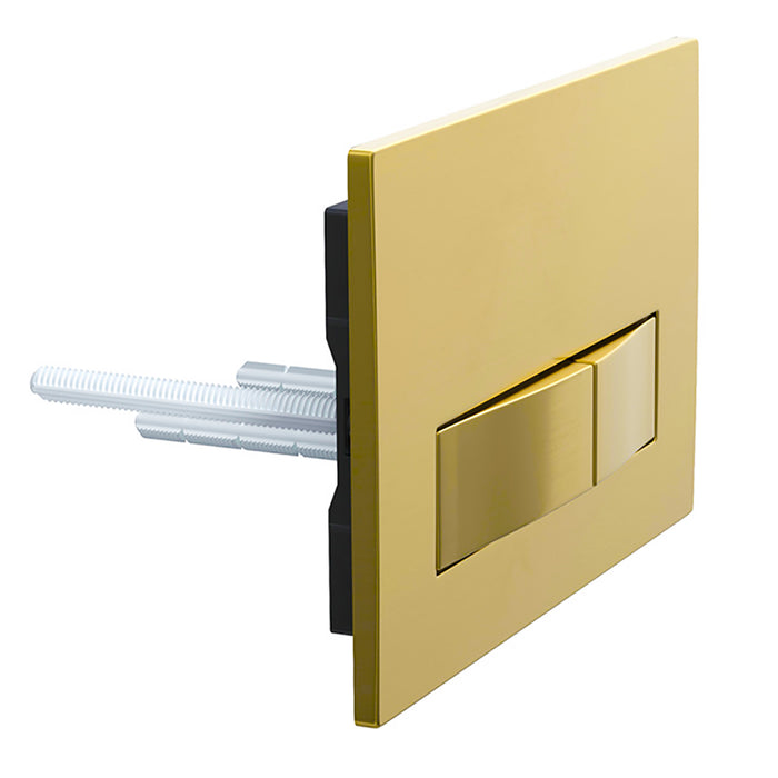 Luxury Concealed Toilet Cistern Flush Plate Kit for Wall Hung Frame (Brushed Brass, 245mm x 165mm)