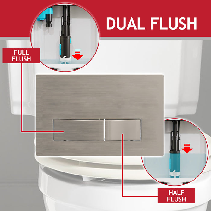 Luxury Concealed Toilet Cistern Flush Plate Kit for Wall Hung Frame (Brushed Nickel, 245mm x 165mm)