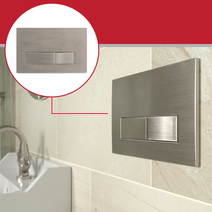 Luxury Concealed Toilet Cistern Flush Plate Kit for Wall Hung Frame (Brushed Nickel, 245mm x 165mm)