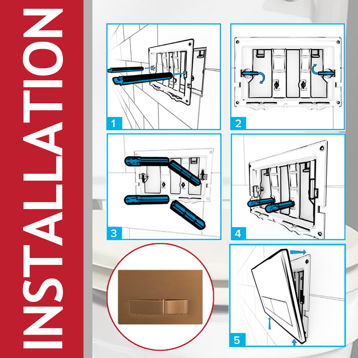 Luxury Concealed Toilet Cistern Flush Plate Kit for Wall Hung Frame (Brushed Copper, 245mm x 165mm)