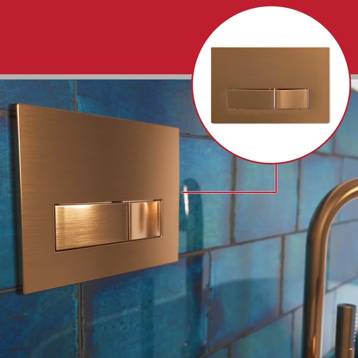 Luxury Concealed Toilet Cistern Flush Plate Kit for Wall Hung Frame (Brushed Copper, 245mm x 165mm)