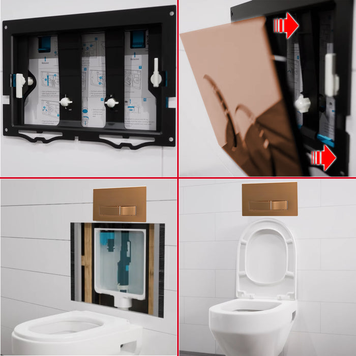 Luxury Concealed Toilet Cistern Flush Plate Kit for Wall Hung Frame (Brushed Copper, 245mm x 165mm)