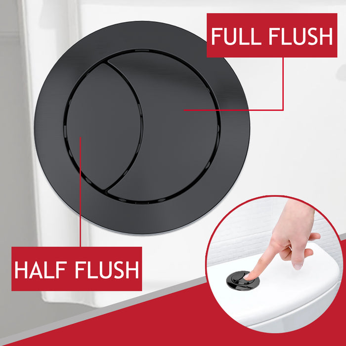 Universal Toilet Cistern Dual Flush Push Button Kit for 20mm 40mm 50mm 60mm Lid Hole (Matt Black)