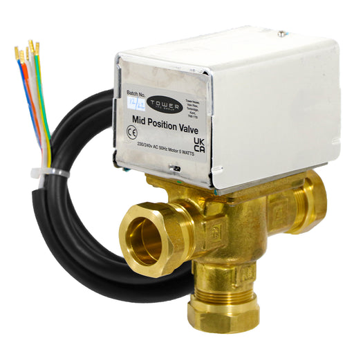 Tower 28mm 3 Port Motorised Mid Position Valve Central Heating / Boiler System Control VAL328MP