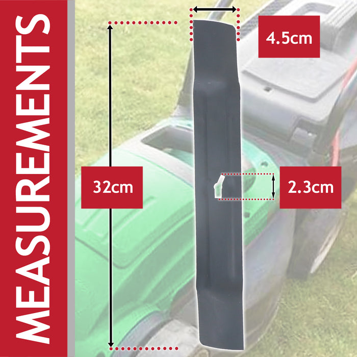 Metal Blade for Qualcast RM32 M2E1032M M2E1232M E32 M2E1232M Lawnmower (32cm) + Drill Sharpener Attachment