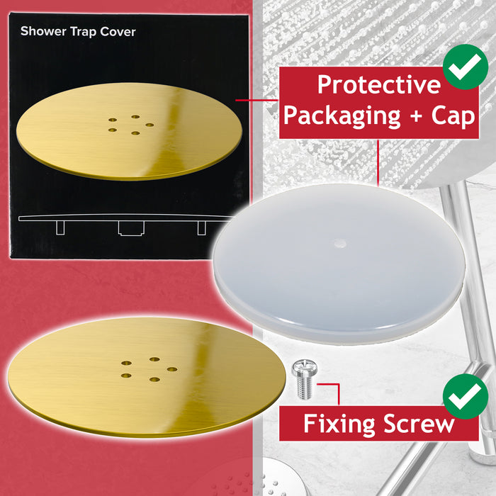 110mm Luxury Plug Cover for Shower Trap with 90mm Tray (Brushed Brass)