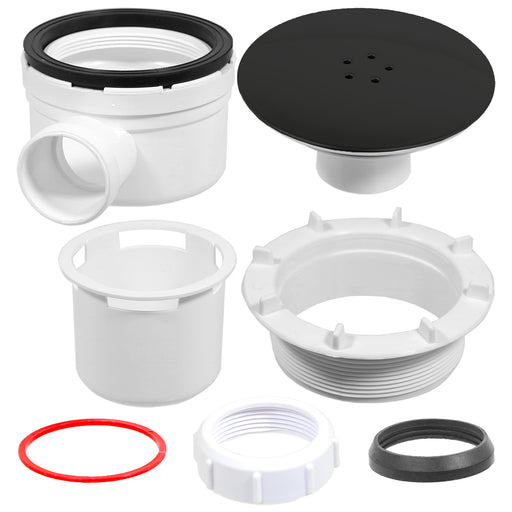 Shower Trap for 90mm Tray Plug Hole 1.5" Drain Waste Dome Base Kit (Black)