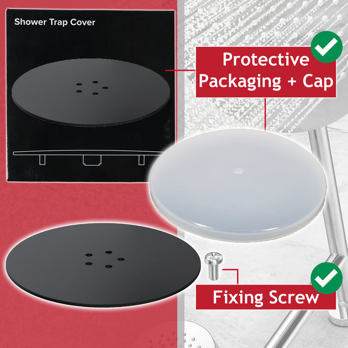 110mm Luxury Plug Cover for Shower Trap with 90mm Tray (Matt Black)