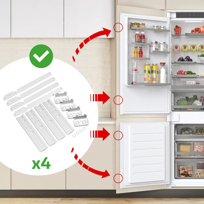 UNIVERSAL Integrated Fridge Door Slide Mounting Bracket Fixing Kit (Pack of 4)
