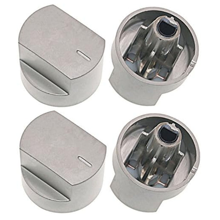 Control Knob Switch & Shaft for Stoves 61EDO 61EHDO BL ST WH Oven Cooker Hob 4 x Knobs (Silver)