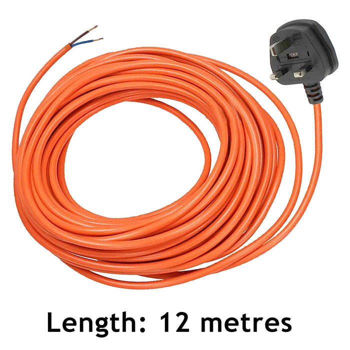 Universal 12 Metre Cable & Lead Plug for Strimmers, Trimmers, Hedge, Cutters, Lawnmowers (12m)