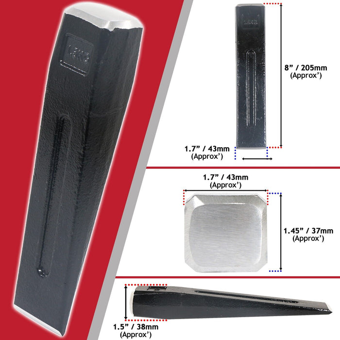 Log Splitter Safety Kit (Splitting Chisel Wedge + 4lb Lump Hammer + Mesh Visor Shield)