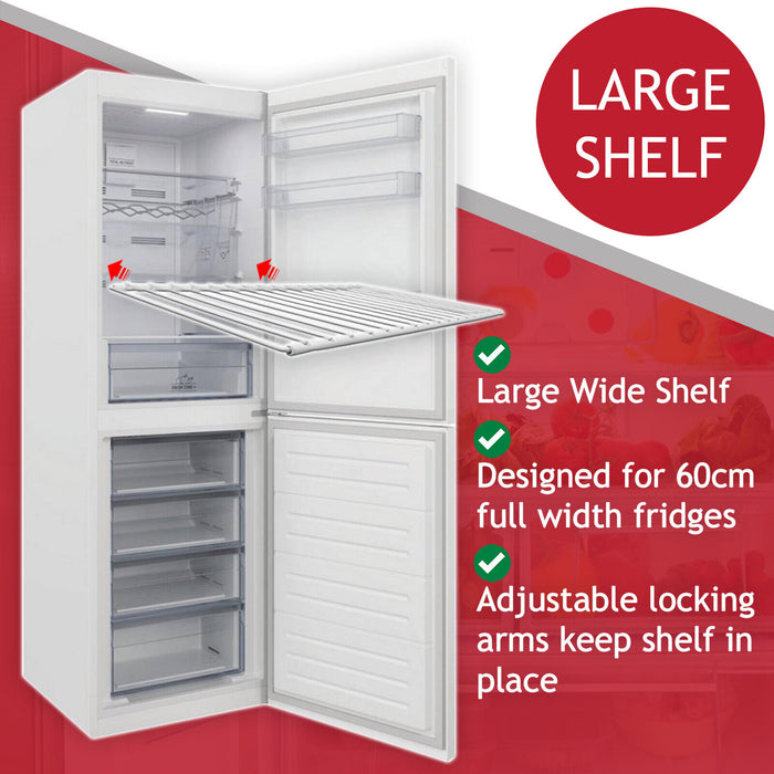 Universal Fridge Freezer Shelf Adjustable White Plastic Coated Extendable Arms (Large, 425mm - 670mm x 320mm)