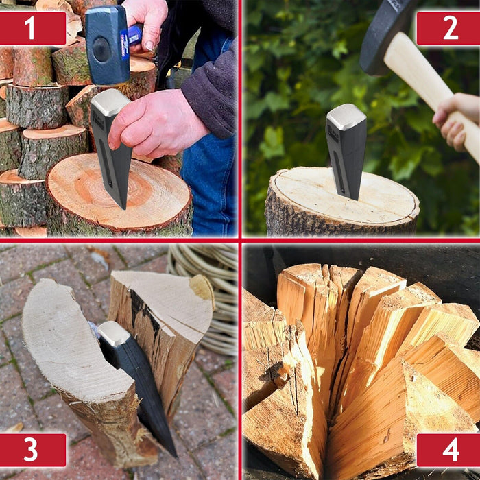 Log Splitter Face Shield Kit Wood Timber Splitting Chisel Wedges (Pack of 2) + Protective Mesh Visor Set