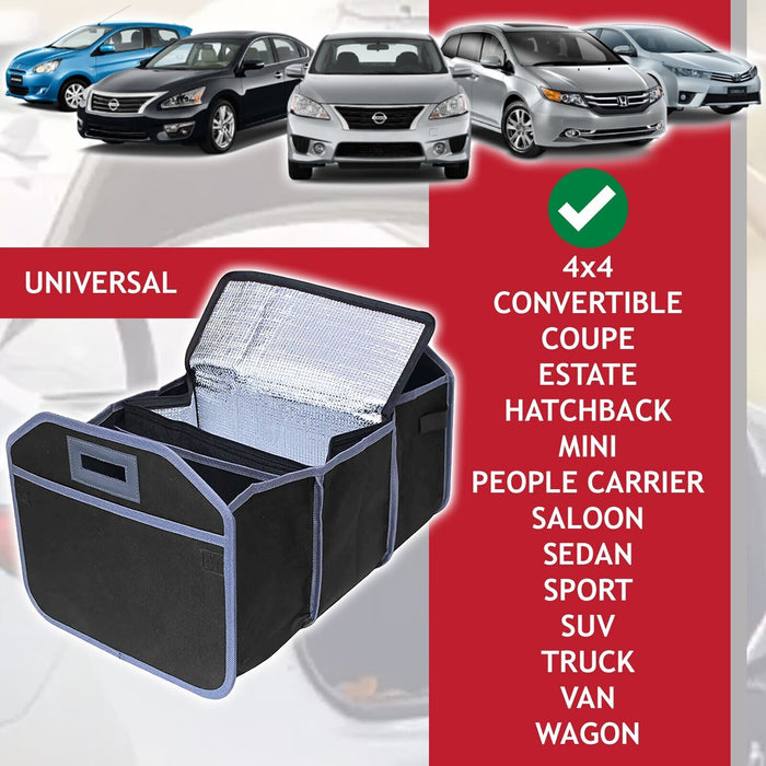 Car Boot Organiser Bag Removable Cooler Liner Collapsible Foldable Trunk Storage (Pack of 2, 550mm x 360mm x 300mm)
