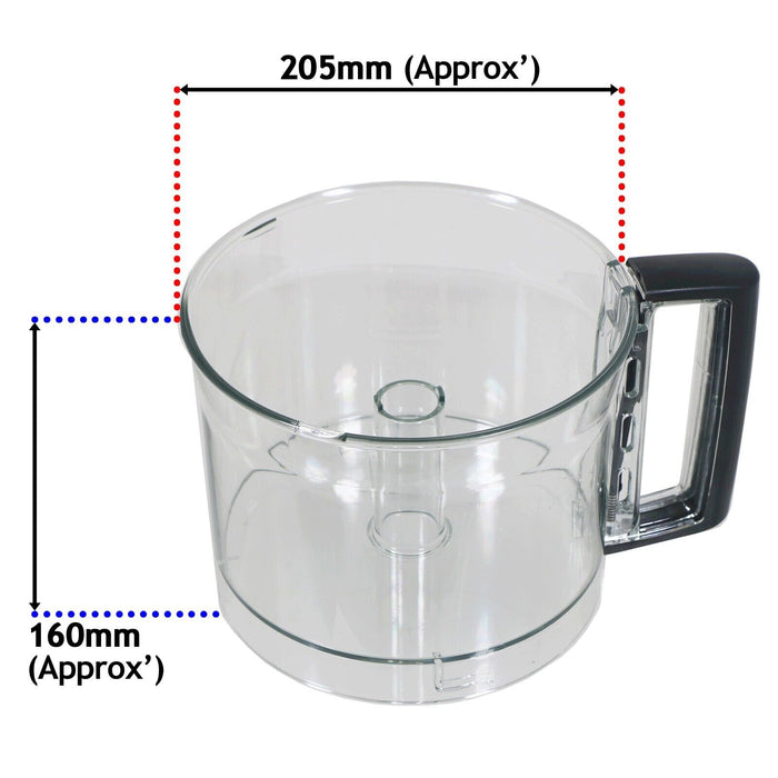 Magimix Mixer Bowl + Lid Cover for CS5200XL Food Processor (Clear with Black Handle, 17341 N, 17333)