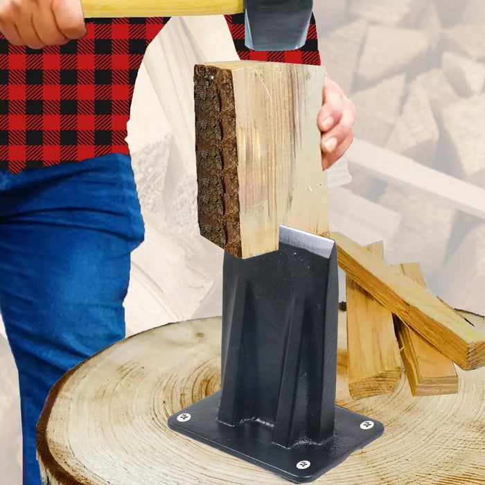Kindling Splitter Lump Mallet Hammer Blade Sharpener Drill Attachment Kit Log Wood Splitting Chisel Set (Large)
