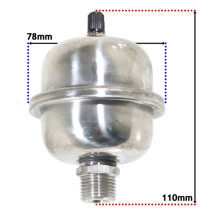 Mini Expansion Vessel Shock Arrestor Potable Water Hammer Pipe Noise Stop (1/2" BSP, 0.5L)