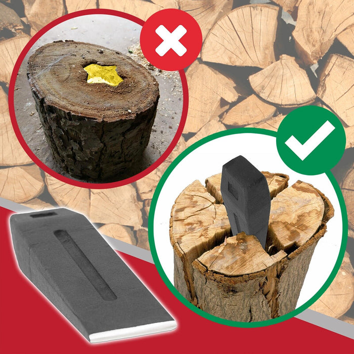 Log Splitter Lump Hammer 2KG Club Mallet + 6lb 10" Chisel Wedge Wood Splitting Maul Kit