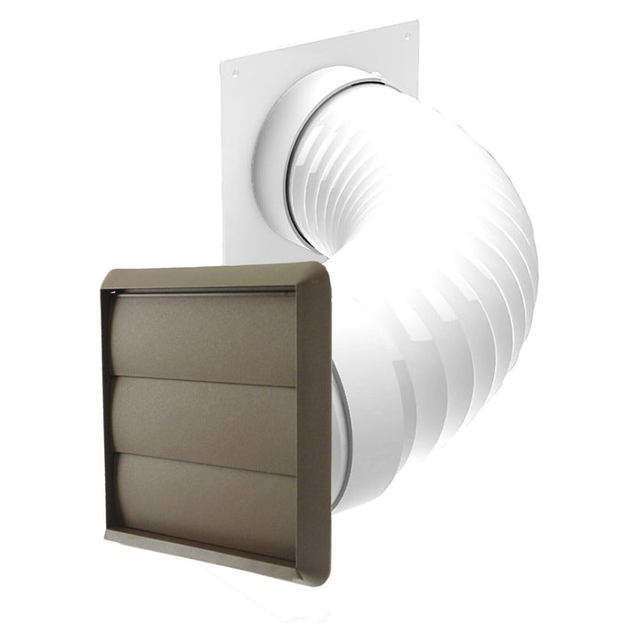 Air Conditioning External Vent Kit 4" 5" 6" 100mm 125mm 150mm Universal Exterior Wall Duct Set (Brown)