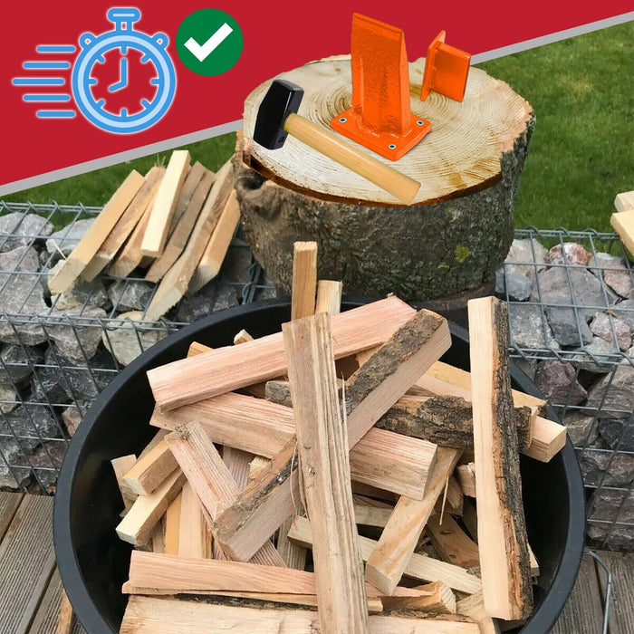 Kindling Splitter Lump Hammer Log Firewood Splitting Heavy Duty Mounted Wood Timber Chisel Wedge Kit