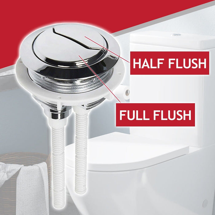 Toilet Dual Flush Button 48mm WC Cistern Chrome Plated 110mm Double Push Rod Kit