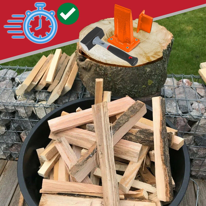 Kindling Splitter Lump Hammer Log Splitting Firewood Heavy Duty Mounted Wood Timber Chisel Wedge Kit