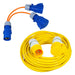 16A Extension Lead 14m 110V 1.5mm Extra Long Yellow Power Cable + 2 x 16 Amp Splitter