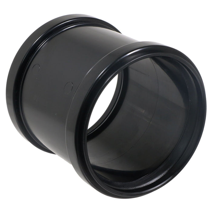 110mm 4" Soil Waste Pipe Double Socket Push Fit Straight Slip Coupler (Black)
