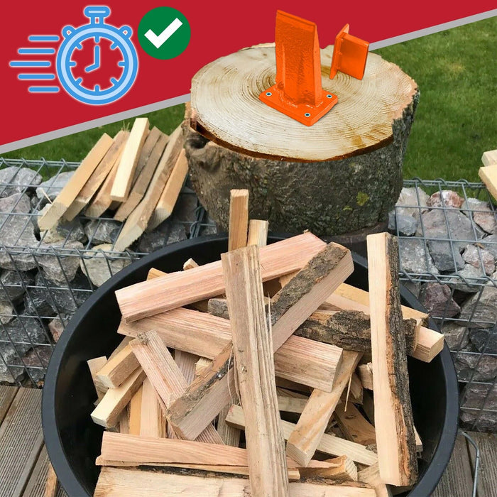Kindling Splitter Firewood Log Mounted Wedge Splitting Base + Drill Blade Sharpener Attachment Kit