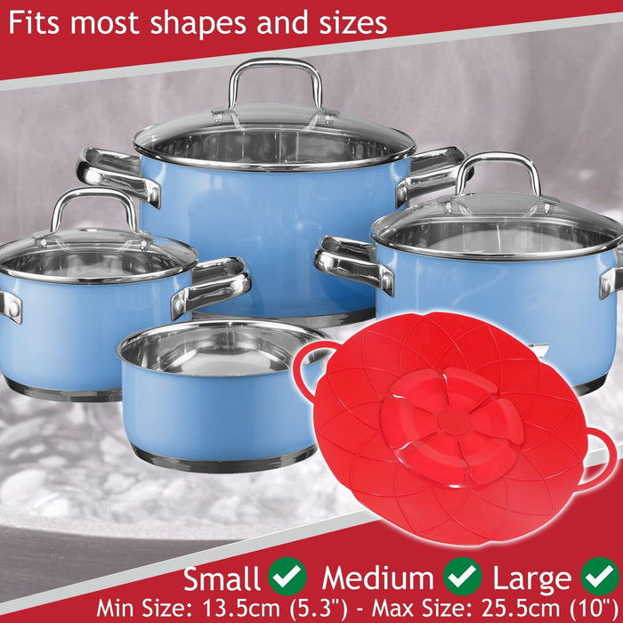 Pan Lid Spill Stopper Silicone Saucepan Pot Steamer Cover Anti Boiling Overflow Guards (Pack of 4)