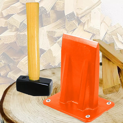 Kindling Splitter Lump Hammer Log Firewood Splitting Heavy Duty Mounted Wood Timber Chisel Wedge Kit