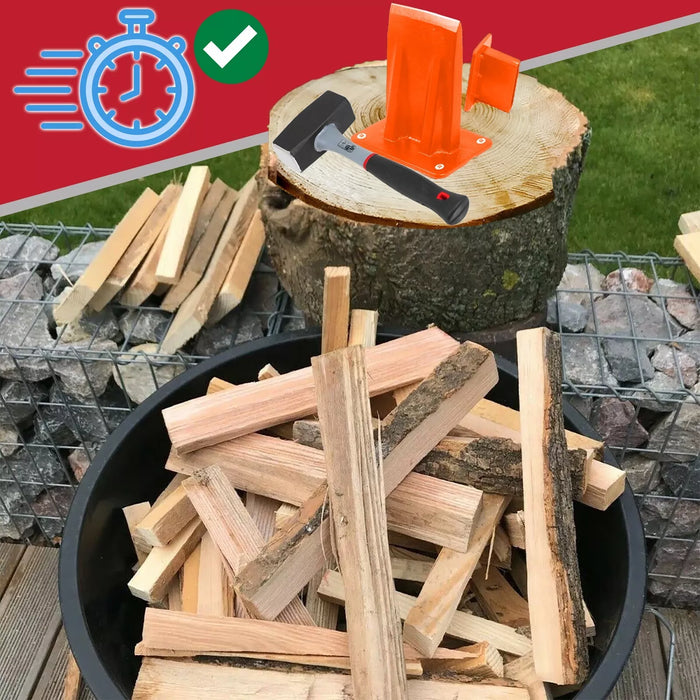 Kindling Splitter Lump Hammer Log Splitting Firewood Heavy Duty Mounted Wood Timber Chisel Wedge Kit